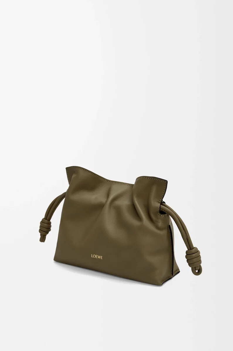 mini flamenco clutch aus nappa-kalbsleder dunkelkhaki