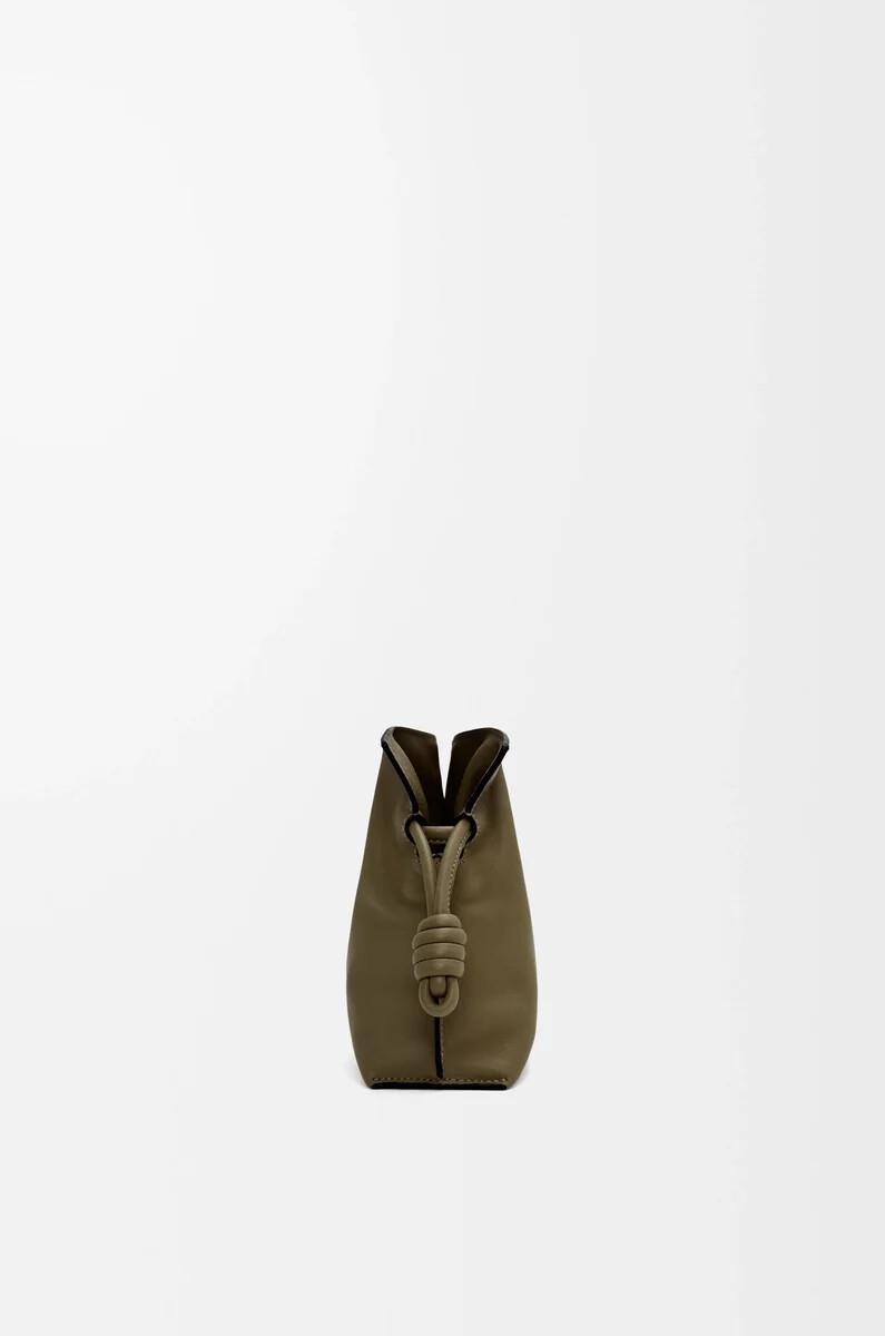 mini flamenco clutch aus nappa-kalbsleder dunkelkhaki