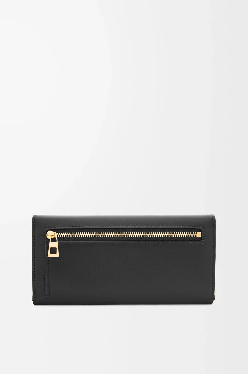 pebble continental portemonnaie aus glänzendem nappa-kalbsleder schwarz