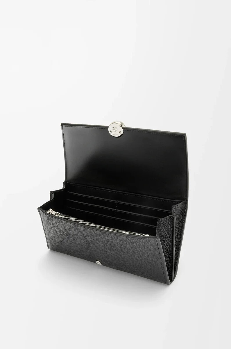 pebble continental geldbörse aus genarbtem kalbsleder schwarz