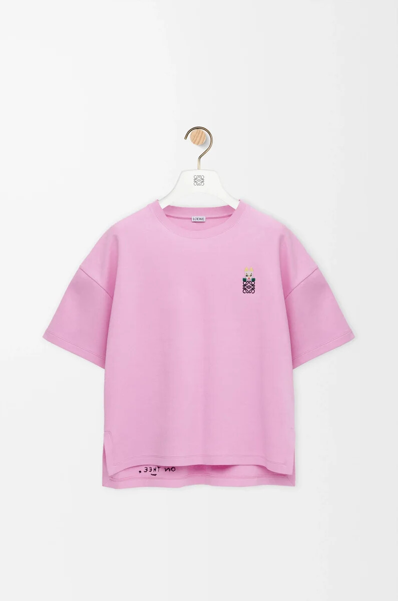 normal geschnittenes t-shirt aus baumwollmischgewebe in rosa