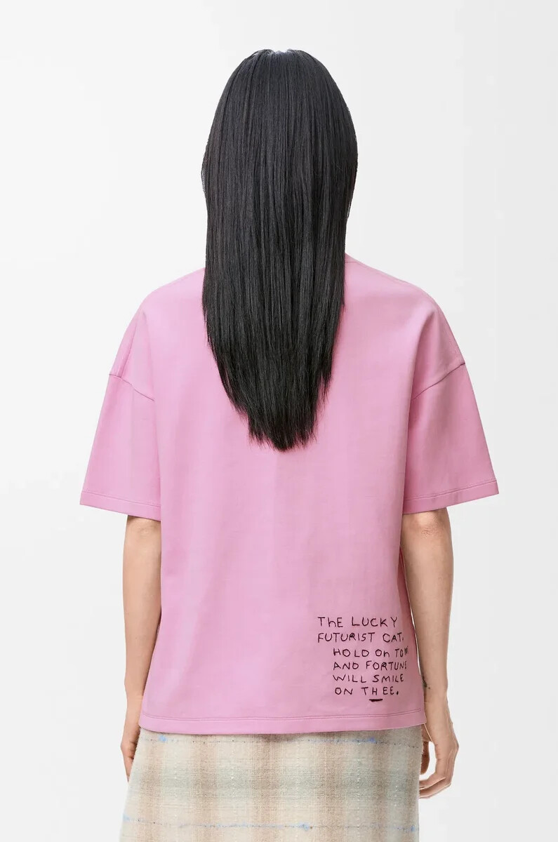 normal geschnittenes t-shirt aus baumwollmischgewebe in rosa
