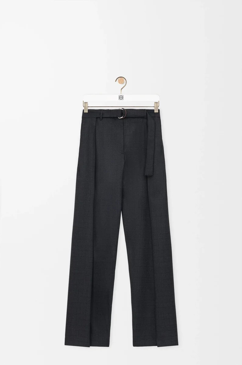 gürtelhose aus wolle dunkelgrau