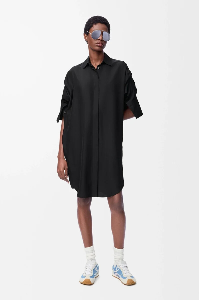 hemdkleid aus seide schwarz