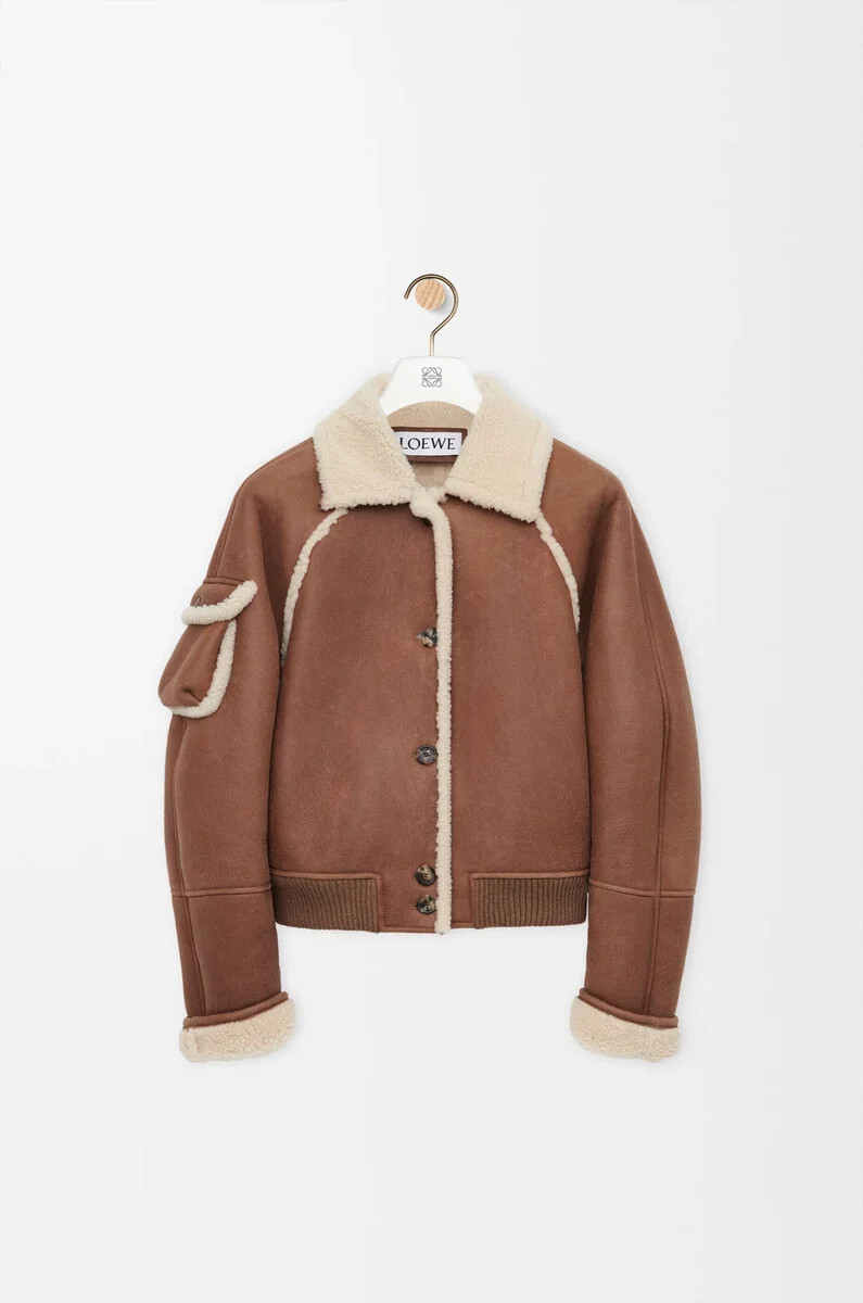 bomberjacke aus shearling braun
