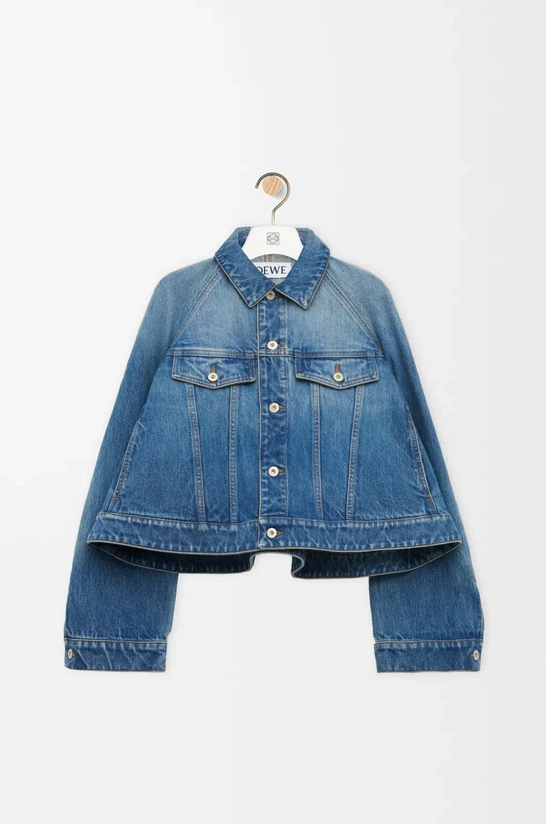 trapezjacke aus denimblau