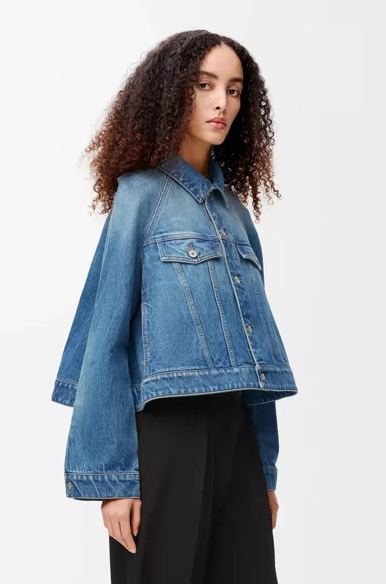 trapezjacke aus denimblau