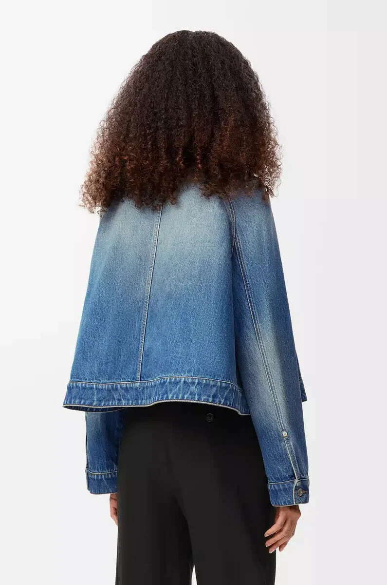 trapezjacke aus denimblau