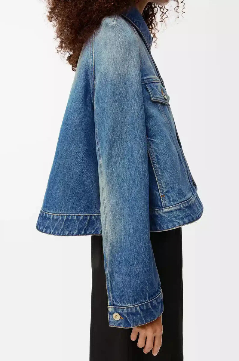 trapezjacke aus denimblau