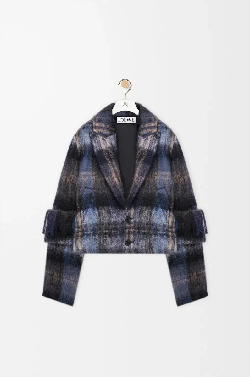 jacke aus mohair- und wollmischung blaumehrfarbig