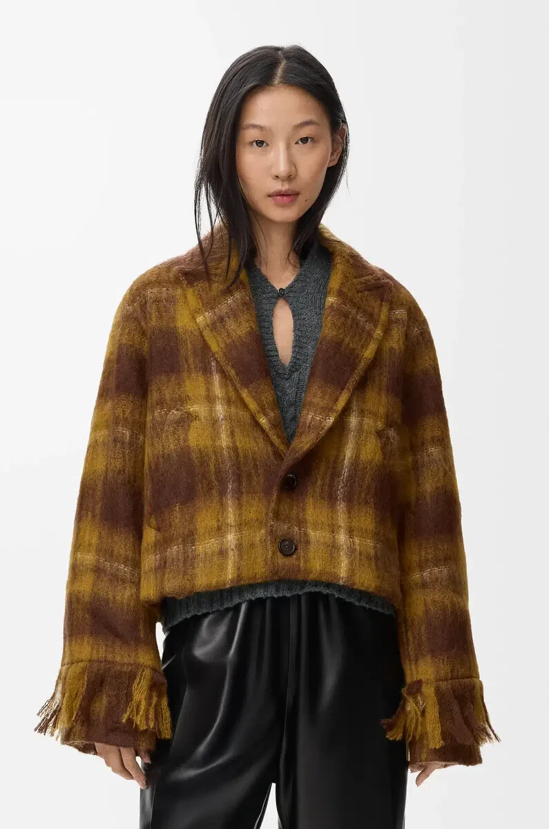 jacke aus mohair- und wollmischung gelbmehrfarbig