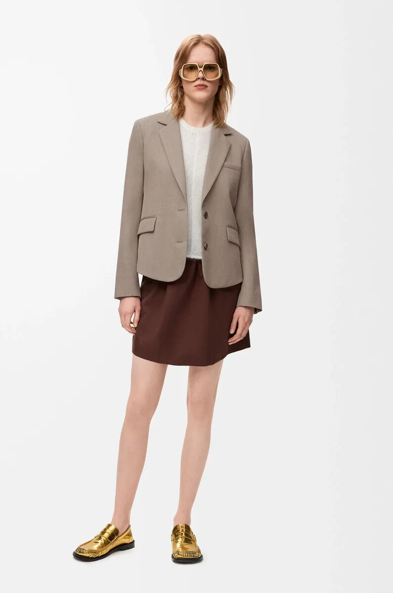 taillierter wollblazer in beige melange