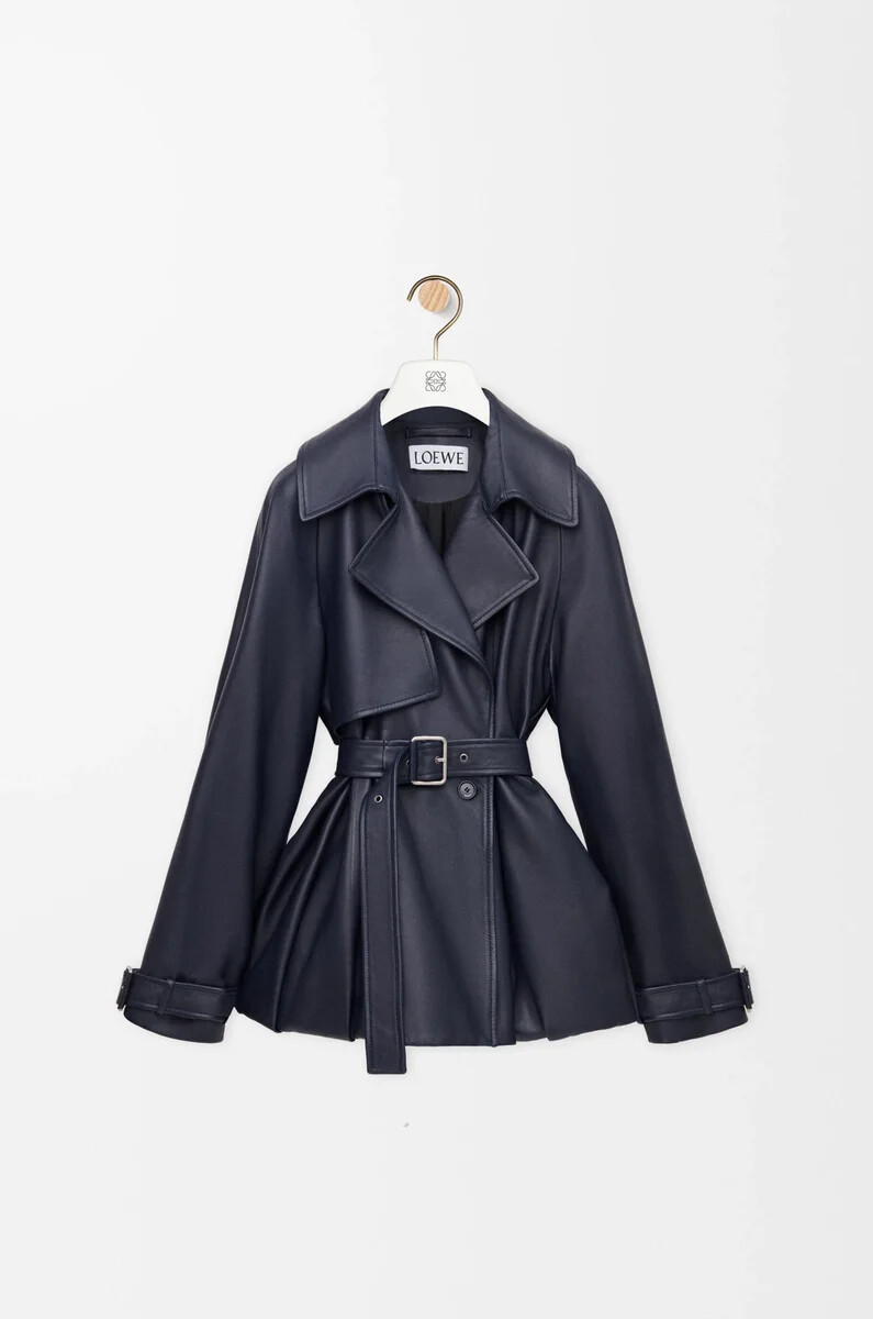 jacke aus nappa-lammleder marineblau