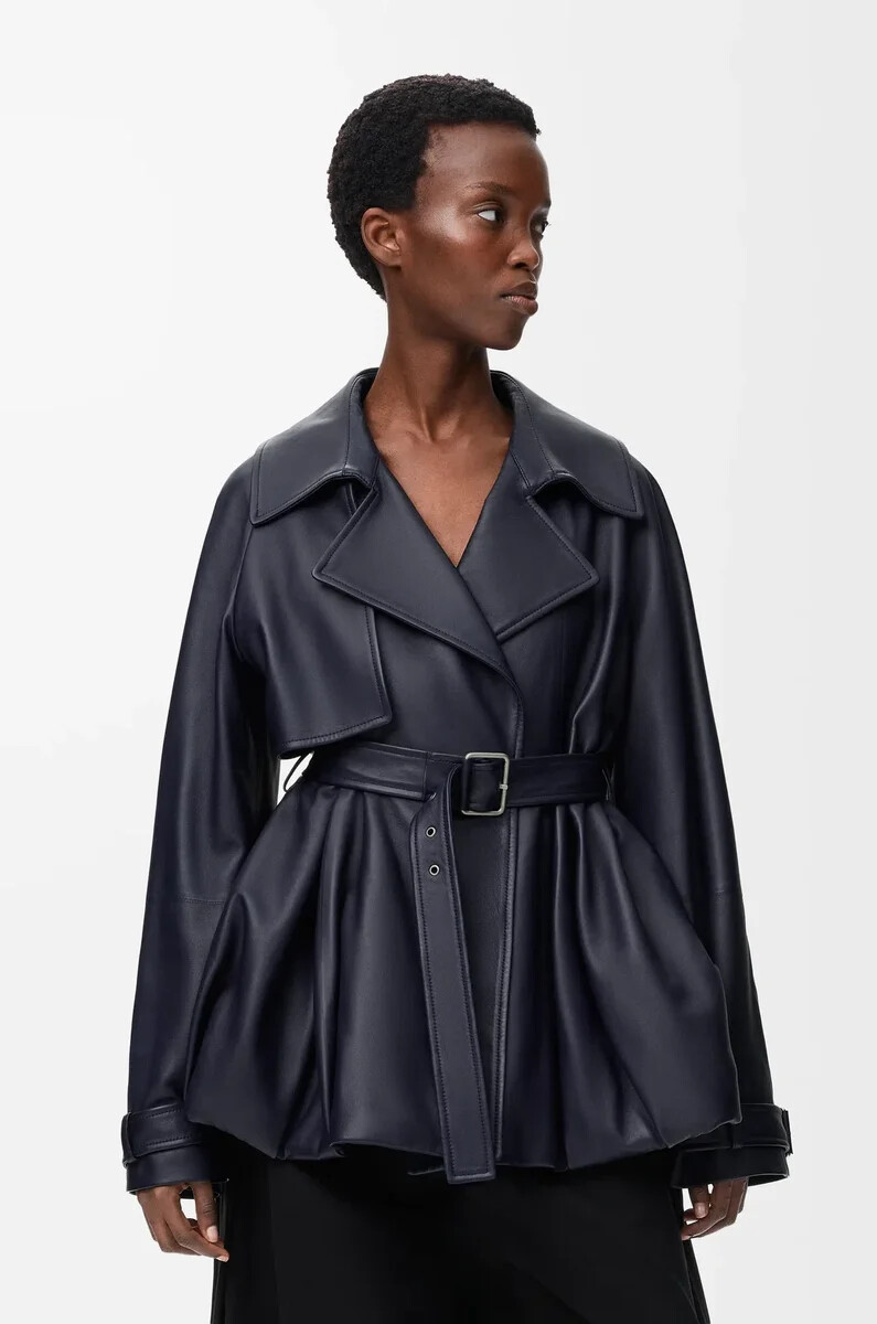jacke aus nappa-lammleder marineblau