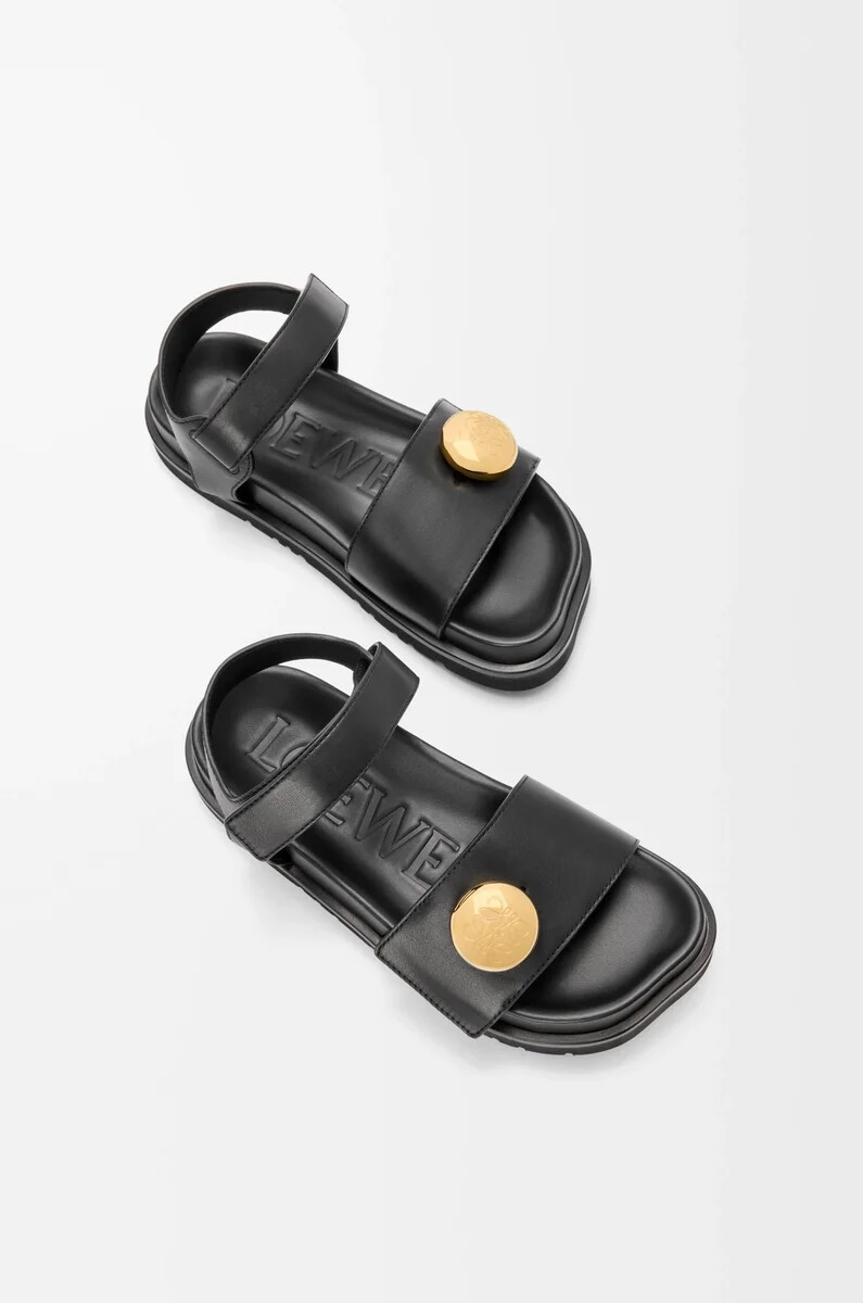 pebble fußbett sandale aus weichem kalbsleder schwarz