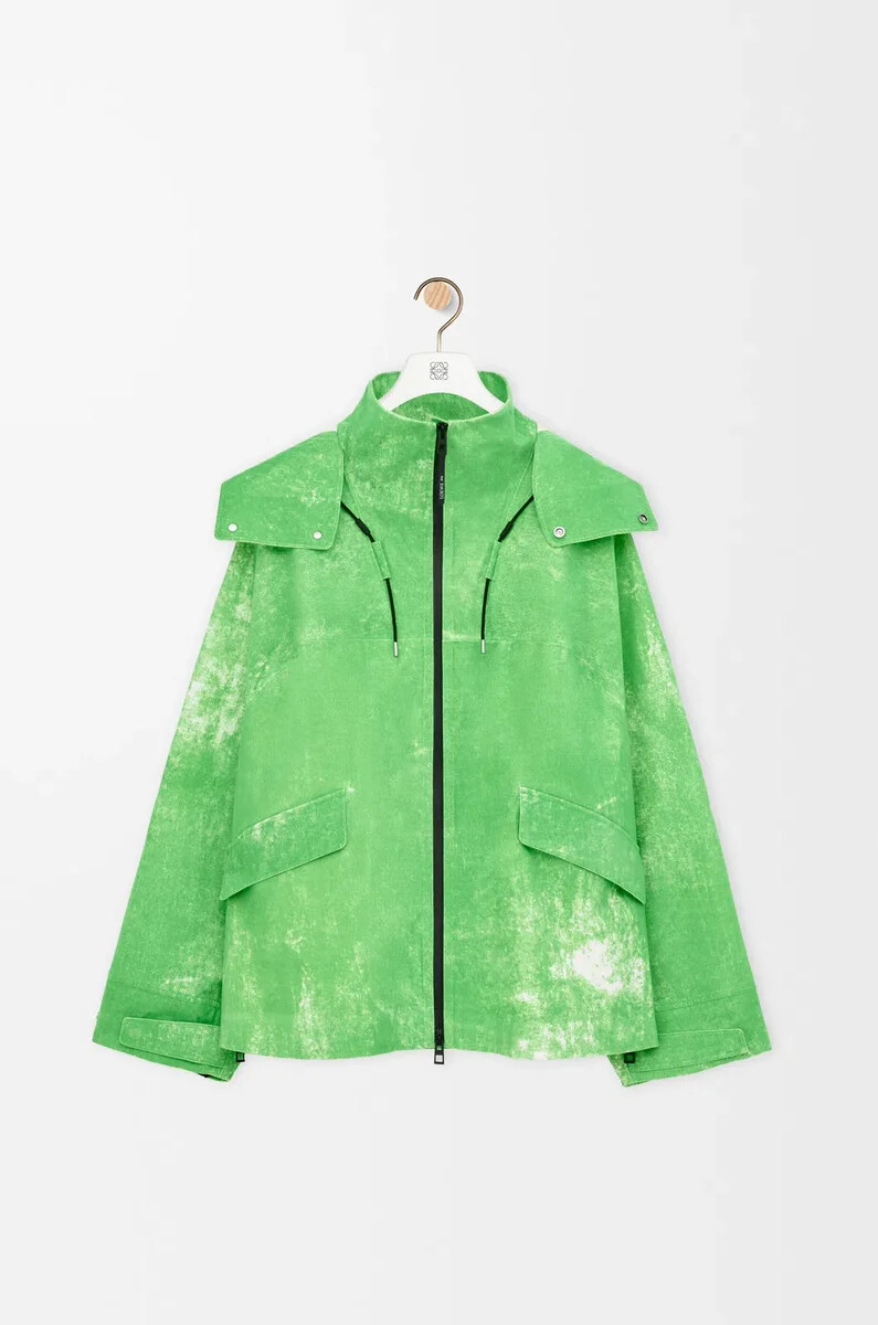 jacke aus beflocktem funktionsmaterial grün