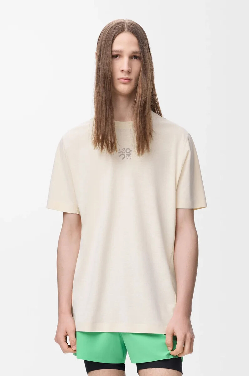 funktions-t-shirt aus elfenbeinfarbenem jersey