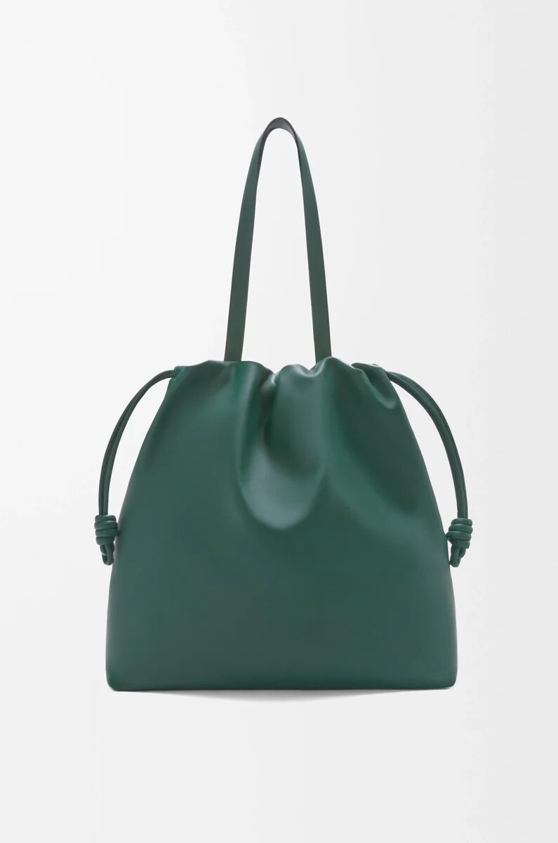 flamenco-logo-tragetasche aus nappa-kalbsleder evergreen