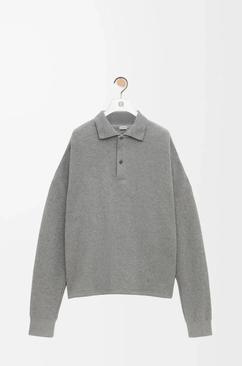 polo-sweatshirt aus baumwolle und kaschmir bleigrau