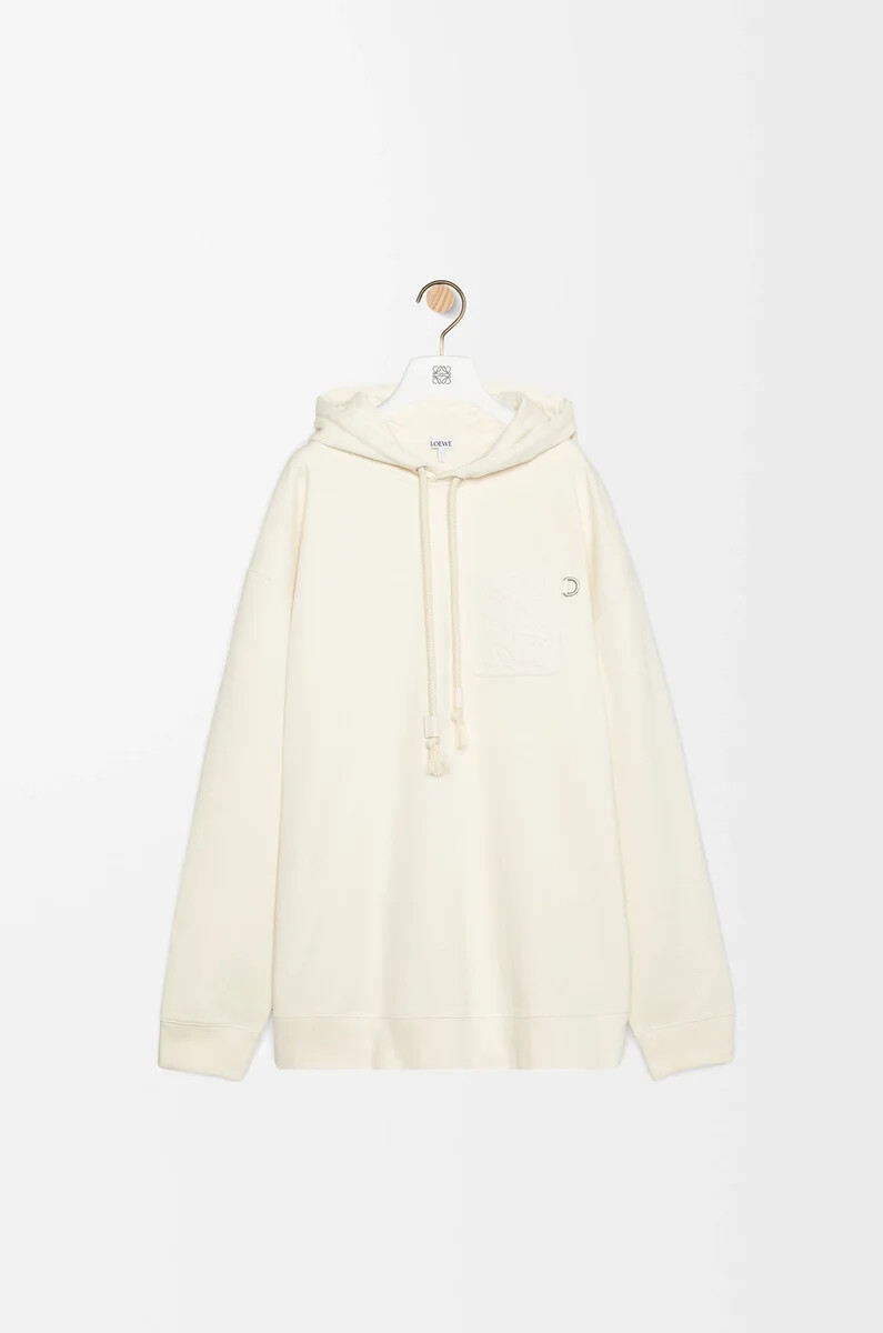 hoodie in lässiger passform aus baumwolle weißaschgrau