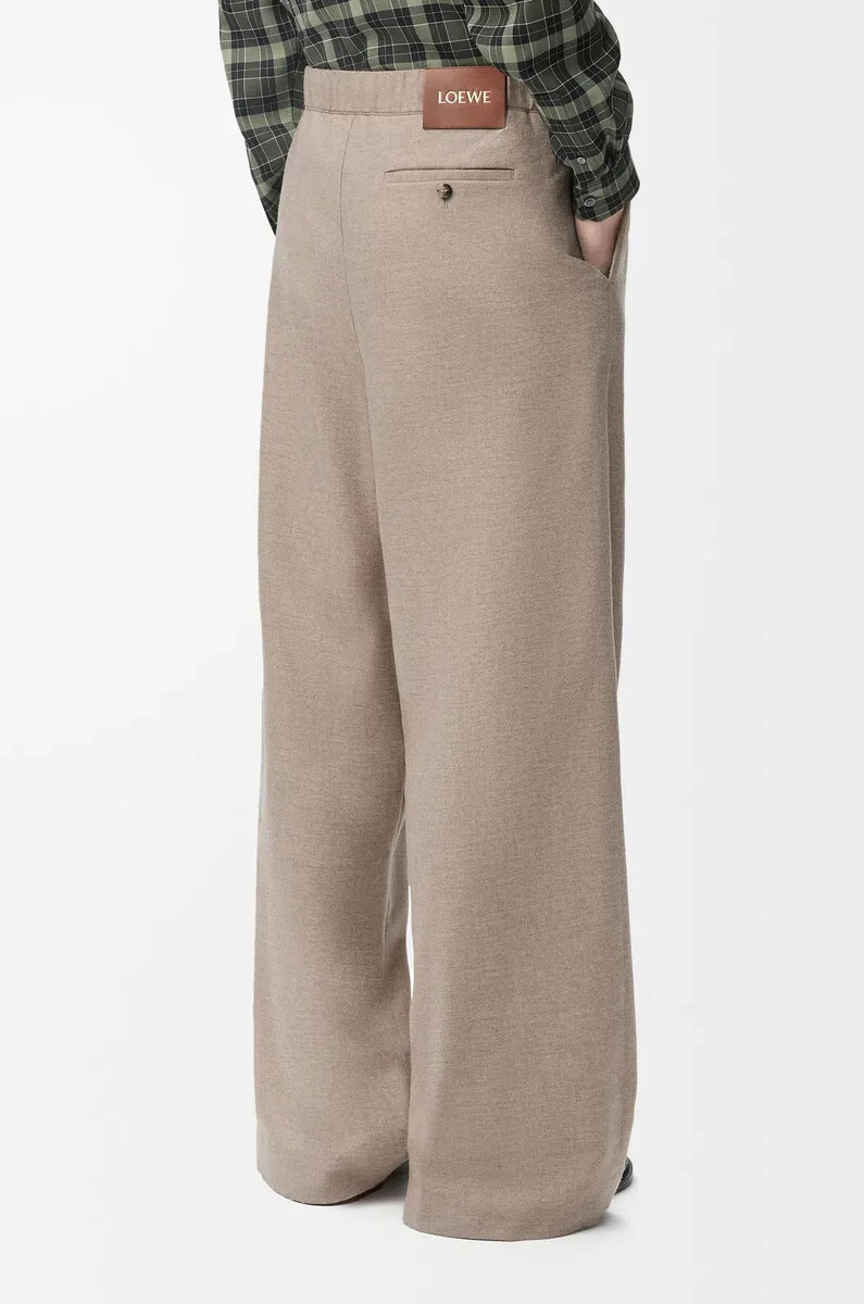 hose mit kordelzug aus wolle und kaschmir beige melange