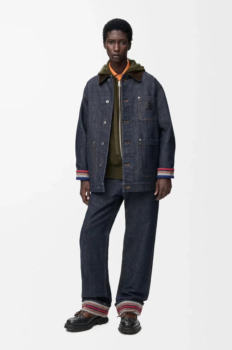 jacke aus raw denimblau
