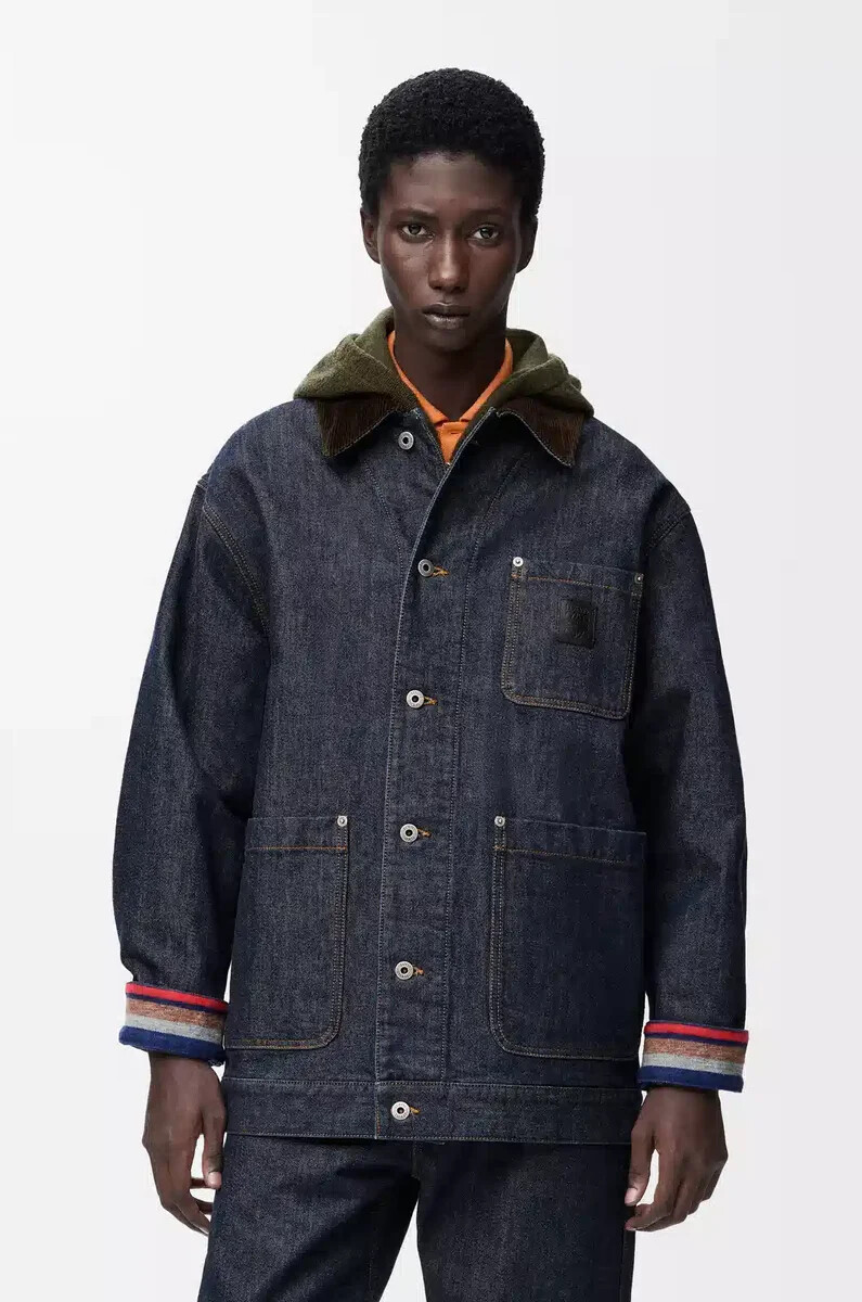 jacke aus raw denimblau